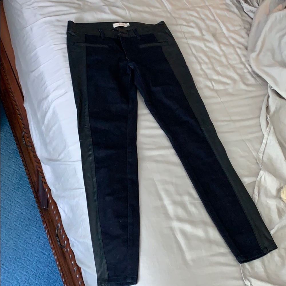 Tory Burch leather trimmed jeans